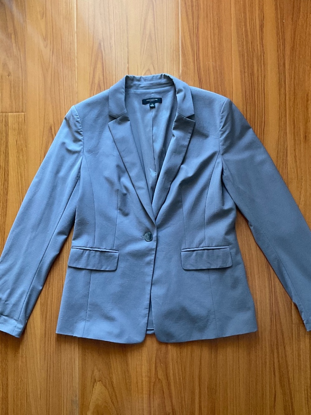 Ann Taylor Size 8 Long Single Button Lined Tailored Blazer Grey